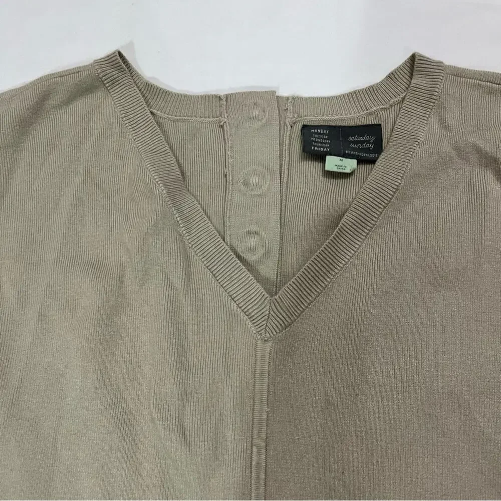 Anthropologie Saturday Sunday Lagenlook Pockets Pullover V-Neck Sweater Size M